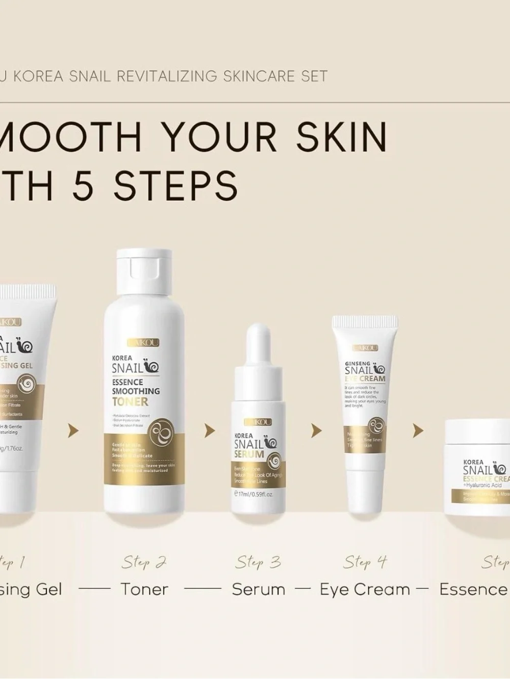 Laikou Korea Snail Essence Soothing Toner - White & Gold